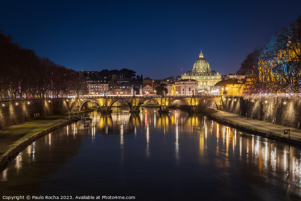 Sant Angelo bridge and St. Peter's cathedral in Rome Picture Board by Paulo Rocha