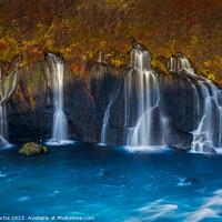 Buy canvas prints of Hraunfossar waterfalls in Iceland by Paulo Rocha