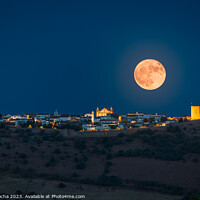 Buy canvas prints of Night landscape of Monsaraz, Portugal, with a full moon by Paulo Rocha