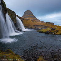 Buy canvas prints of Kirkjufellsfoss waterfalls and kirkjufell mountain by Paulo Rocha
