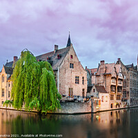 Buy canvas prints of Bruges old town and Belfry tower by Maria Vonotna