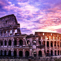 Buy canvas prints of Colosseum at sunset  by Maria Vonotna
