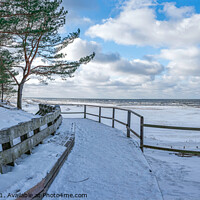 Buy canvas prints of Winter snow covered Baltic sea coast by Maria Vonotna