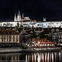 Buy canvas prints of Prague Castle at night by Maria Vonotna