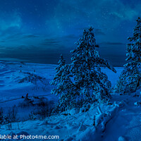 Buy canvas prints of Sea coast during winter night by Maria Vonotna