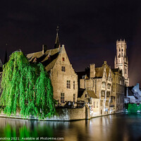 Buy canvas prints of Painting of Bruges old town and Belfry tower by Maria Vonotna