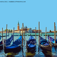 Buy canvas prints of Gondolas anchored in Venice by Maria Vonotna