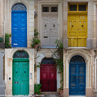 Buy canvas prints of Collage of colorful front doors in Malta by Maria Vonotna
