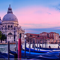 Buy canvas prints of Grand Canal with gondolas and church in Venice by Maria Vonotna