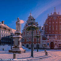 Buy canvas prints of Riga Town Hall Square in winter by Maria Vonotna