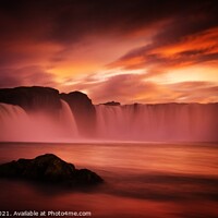 Buy canvas prints of Goðafoss waterfall red by Tony Prower