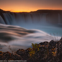 Buy canvas prints of Goðafoss waterfall dark by Tony Prower
