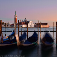 Buy canvas prints of Venice gondolas at Sunset by Rachel Harris