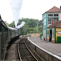 Buy canvas prints of  Corfe Castle Train Railway Station by Sandra Day