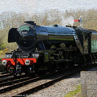 Buy canvas prints of Flying Scotsman Oil painting lookalike by Sandra Day