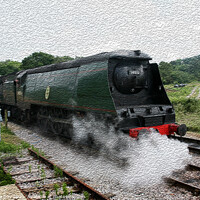 Buy canvas prints of Manston Steam Train, Oil painting lookalike by Sandra Day