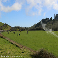 Buy canvas prints of Corfe Castle from Flying Scotsman by Sandra Day
