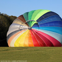 Buy canvas prints of Rainbow Hot Air Balloon on Robin Hill by Sandra Day