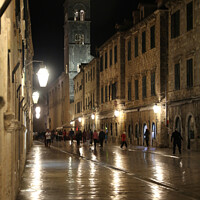 Buy canvas prints of Dubrovnik main Street at night Croatia by Sandra Day