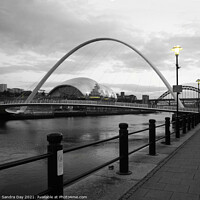 Buy canvas prints of Millennium Bridge Newcastle. Yellow Lights by Sandra Day