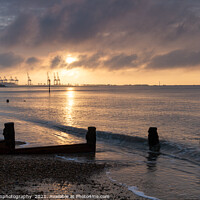 Buy canvas prints of Harwich Docks at sunrise from Dovercourt Beach       1323 by johnseanphotography 
