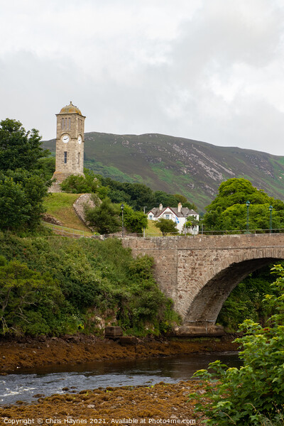 Clock Tower and Bridge at Helmsdale Picture Board by Chris Haynes