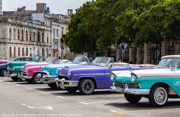 Havana Taxi Rank Picture Board by Chris Haynes
