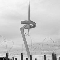 Buy canvas prints of Telefonica Tower in Black and White by Chris Haynes