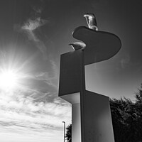 Buy canvas prints of Sculpture of the Seal Hunter Folkestone - Mono by Chris Haynes