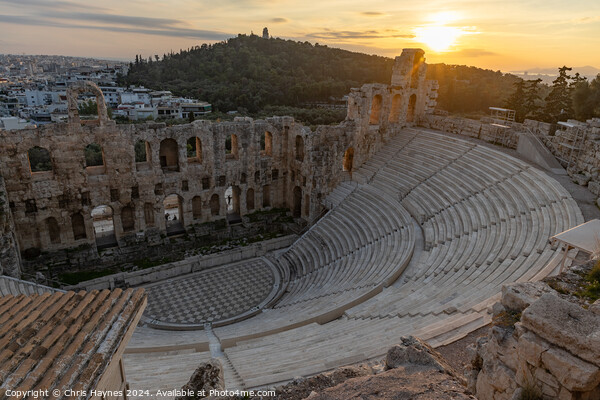 Sunset at The Odeon of Herodes Atticus Picture Board by Chris Haynes