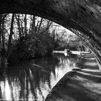 Buy canvas prints of Grand Union Canal under the bridge near Foxton Locks, Leicestershire by Chris Haynes
