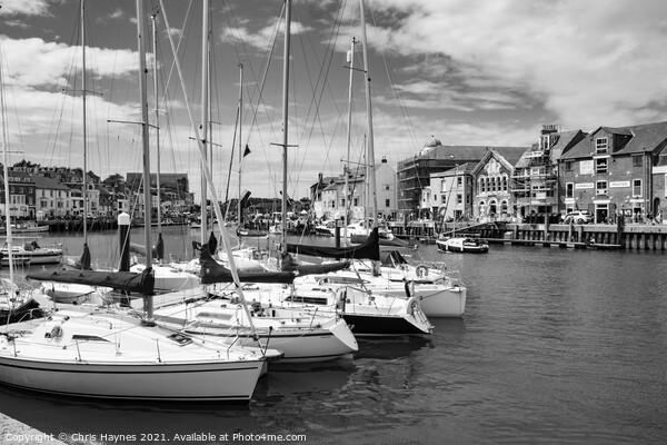 Weymouth Harbour in Black and White Picture Board by Chris Haynes