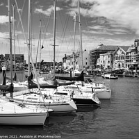 Buy canvas prints of Weymouth Harbour in Black and White by Chris Haynes