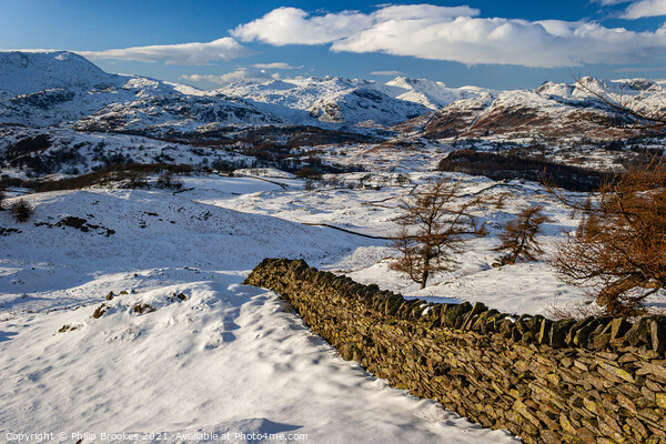 Southern Fells in Winter Picture Board by Philip Brookes