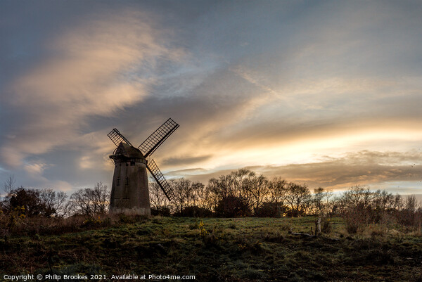 Bidston Windmill Sunset Picture Board by Philip Brookes