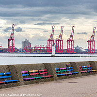 Buy canvas prints of New Brighton and Liverpool Cranes by Philip Brookes