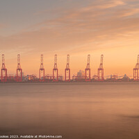 Buy canvas prints of Liverpool Cranes Sunrise by Philip Brookes