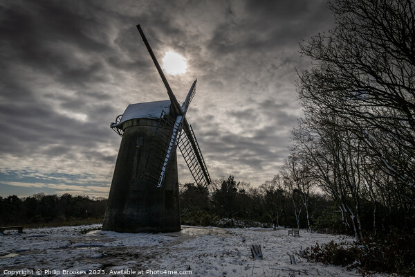 Bidston Windmill Silhouette Picture Board by Philip Brookes