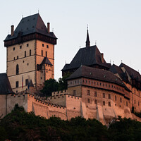Buy canvas prints of Gothic Karlstejn Castle at Sunset in Bohemia Czech Republic by Dietmar Rauscher
