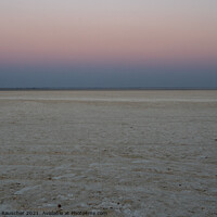 Buy canvas prints of Dusk in Makgadikgadi Salt Pan - Empty Flat Plain and Horizon by Dietmar Rauscher