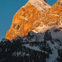 Buy canvas prints of Tofana di Rozes Peak in Cortina d'Ampezzo in Winter at Dawn with by Dietmar Rauscher