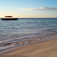 Buy canvas prints of Beautiful Beach with Small Fishing Boat at Michamvi Beach, Zanzibar by Dietmar Rauscher