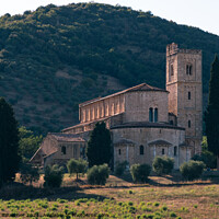 Buy canvas prints of Abbazia di Sant'Antimo Abbey near Castelnuovo dell'Abate by Dietmar Rauscher