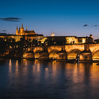 Buy canvas prints of Charles Bridge in Prague at Night and  St Vitus Cathedral  by Dietmar Rauscher