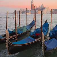 Buy canvas prints of Moored Gondolas in Venice by Dietmar Rauscher