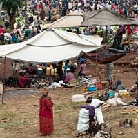 Buy canvas prints of Crowd at a Rural Market near Kasene, Uganda, Africa by Dietmar Rauscher