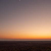 Buy canvas prints of Sunset with Moon in African Savanna by Dietmar Rauscher