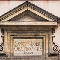 Buy canvas prints of Inscription Sancte Georgi Ora pro Nobis above the Entrance to Sa by Dietmar Rauscher