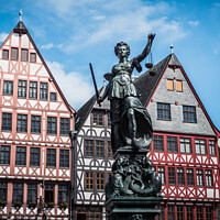 Buy canvas prints of Statue on the Fountain of Justice on the Main Square in Frankfur by Dietmar Rauscher