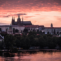Buy canvas prints of Saint Vitus Cathedral in Prague at Sunset by Dietmar Rauscher